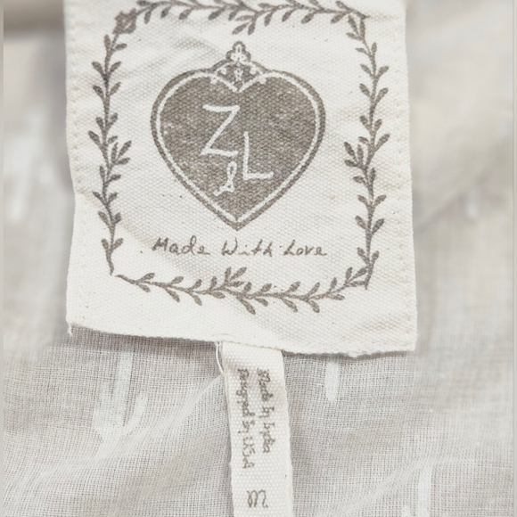 Z&L Gold Foil Cactus Print Tassel Boho Cover Up Poncho Medium Cream 100% Cotton - Picture 8 of 16